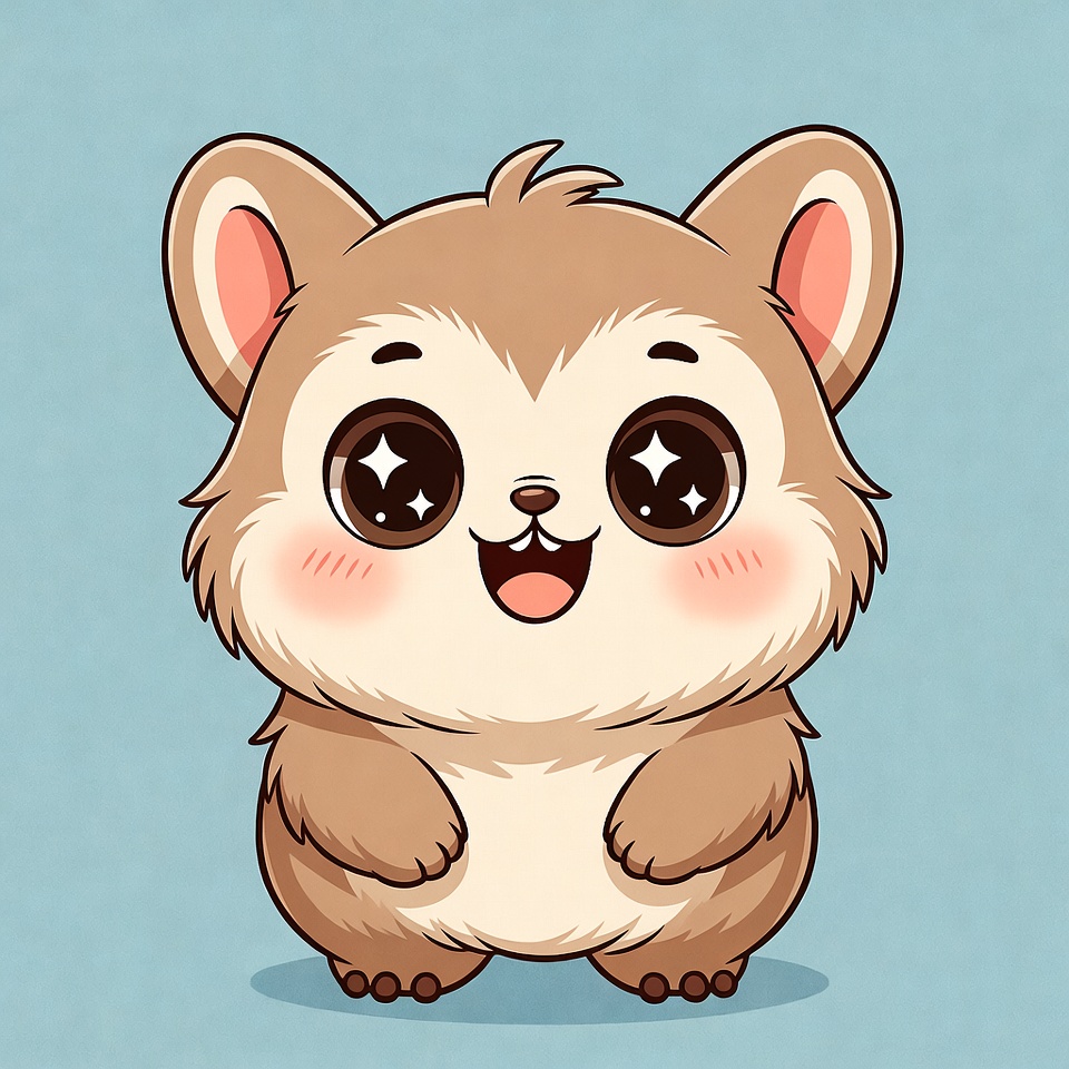 Cute cartoon animal character with big eyes Cute cartoon animal character with big eyes