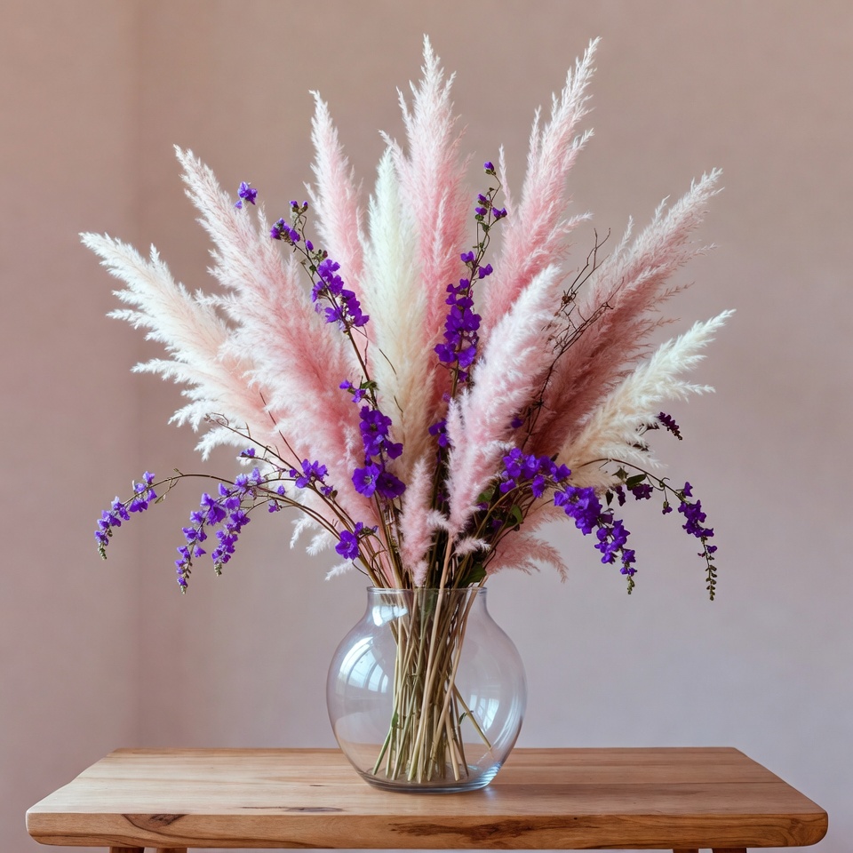 Flowers in glass vase on table Flowers in glass vase on table