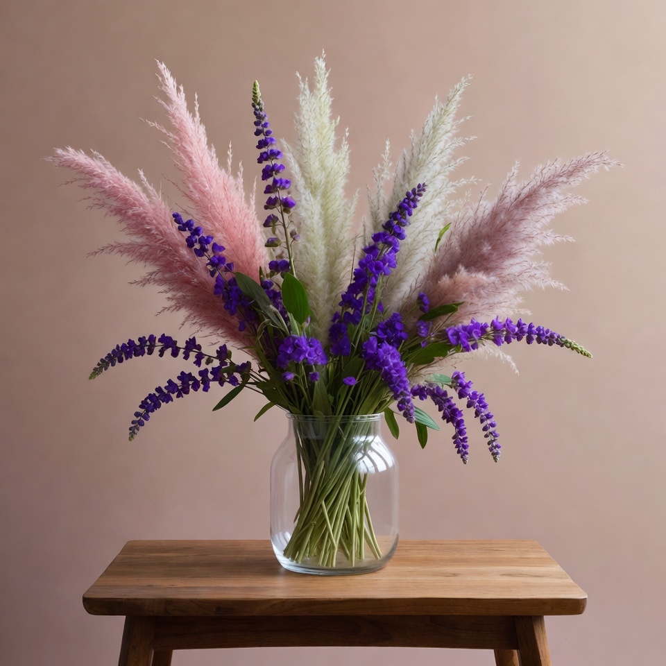 Flowers in a glass vase on a table Flowers in a glass vase on a table