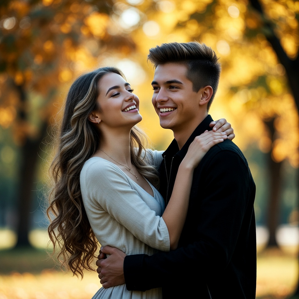 Couple enjoys time together outdoors Couple enjoys time together outdoors