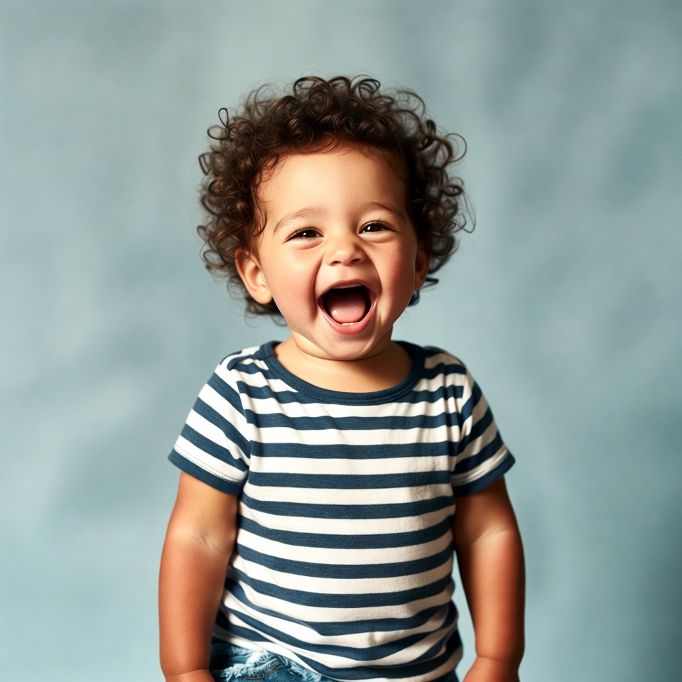 Smiling child in striped shirt Smiling child in striped shirt