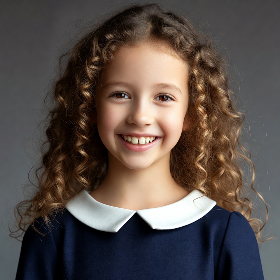 Girl with curly hair smiling Girl with curly hair smiling