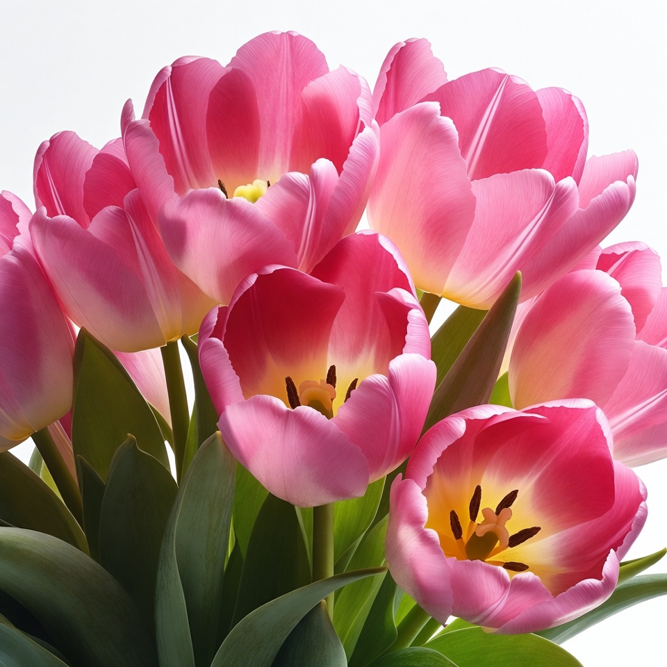 Pink tulips in a bouquet arrangement Pink tulips in a bouquet arrangement