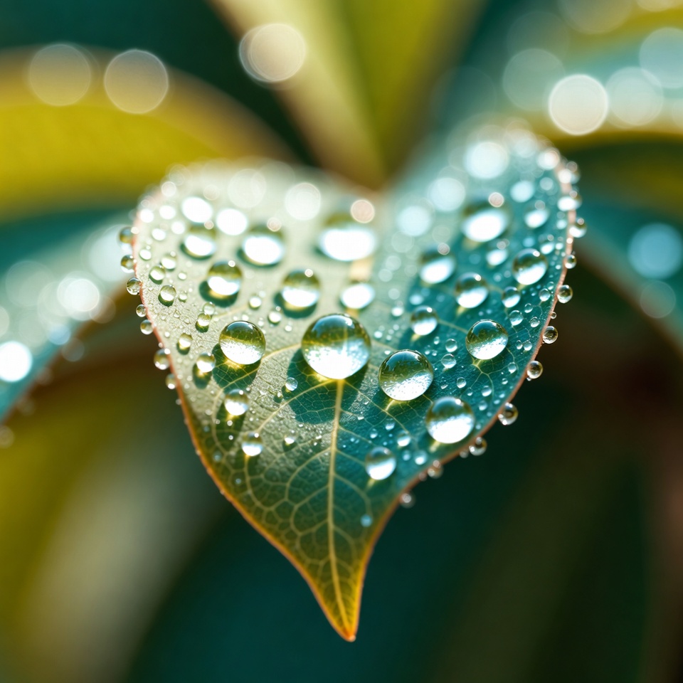 Raindrops on green leaf close up Raindrops on green leaf close up