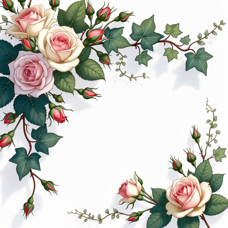 Floral design with roses and ivy Floral design with roses and ivy