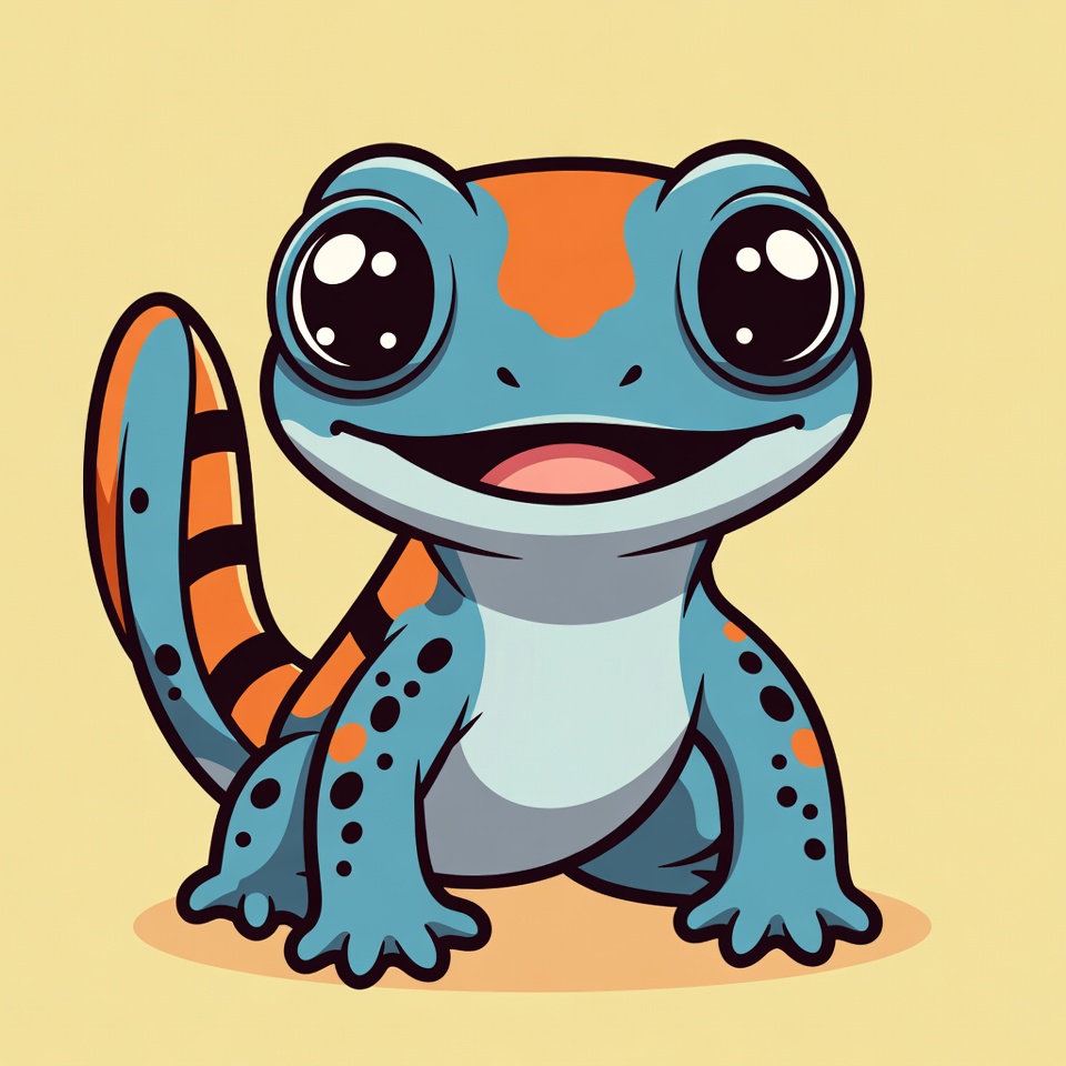 Colorful cartoon lizard with big eyes Colorful cartoon lizard with big eyes