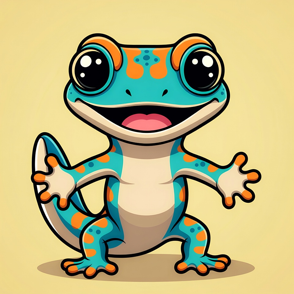 Cartoon gecko with big eyes Cartoon gecko with big eyes