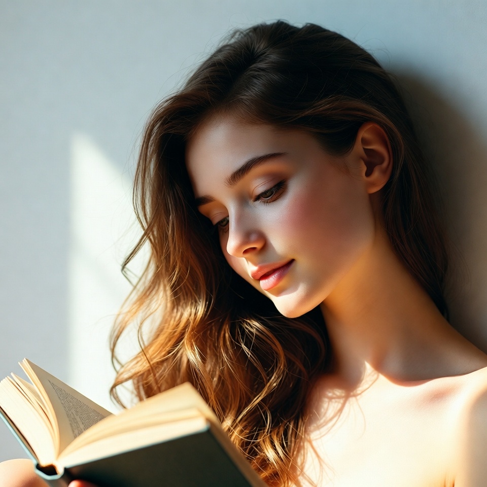Woman reading a book indoors Woman reading a book indoors