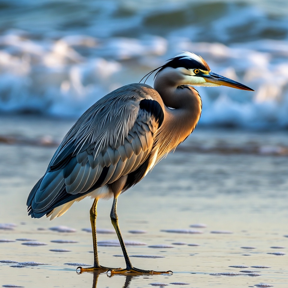 Great blue heron by the shore Great blue heron by the shore