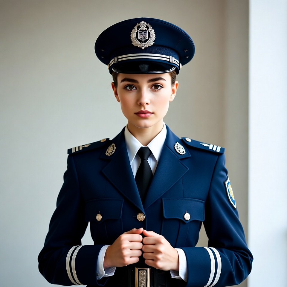 Young woman in police uniform Young woman in police uniform
