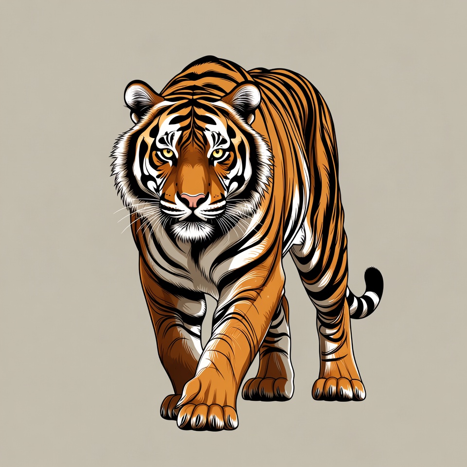 Tiger walking in natural stance Tiger walking in natural stance