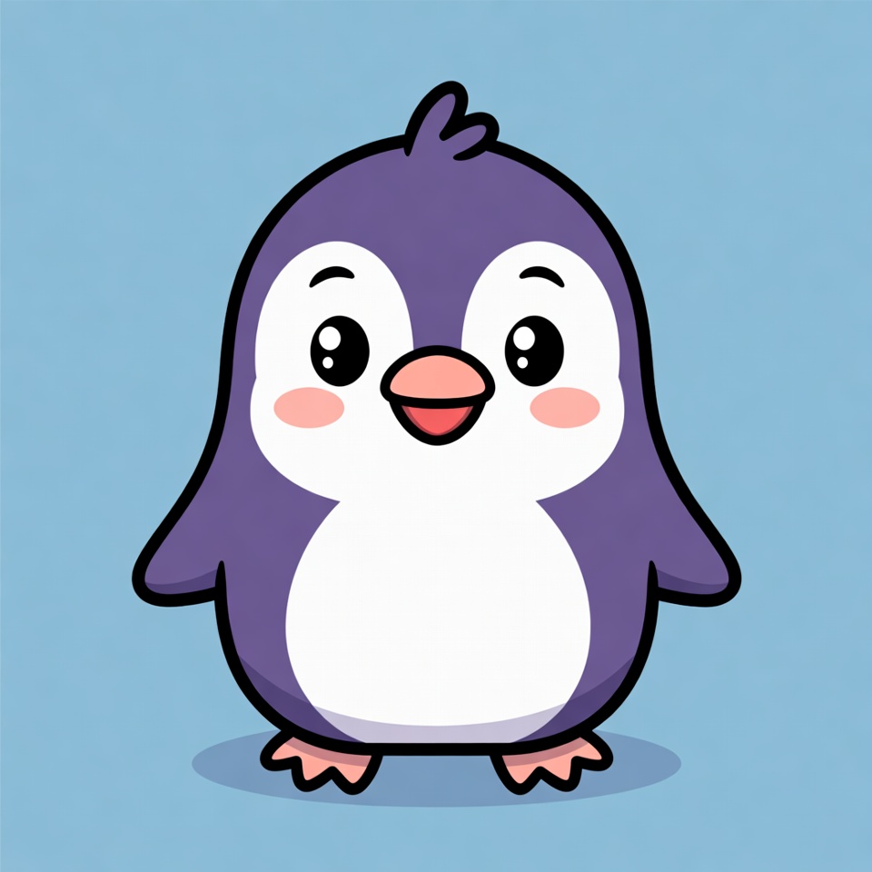 Cute cartoon penguin on blue background Cute cartoon penguin on blue background