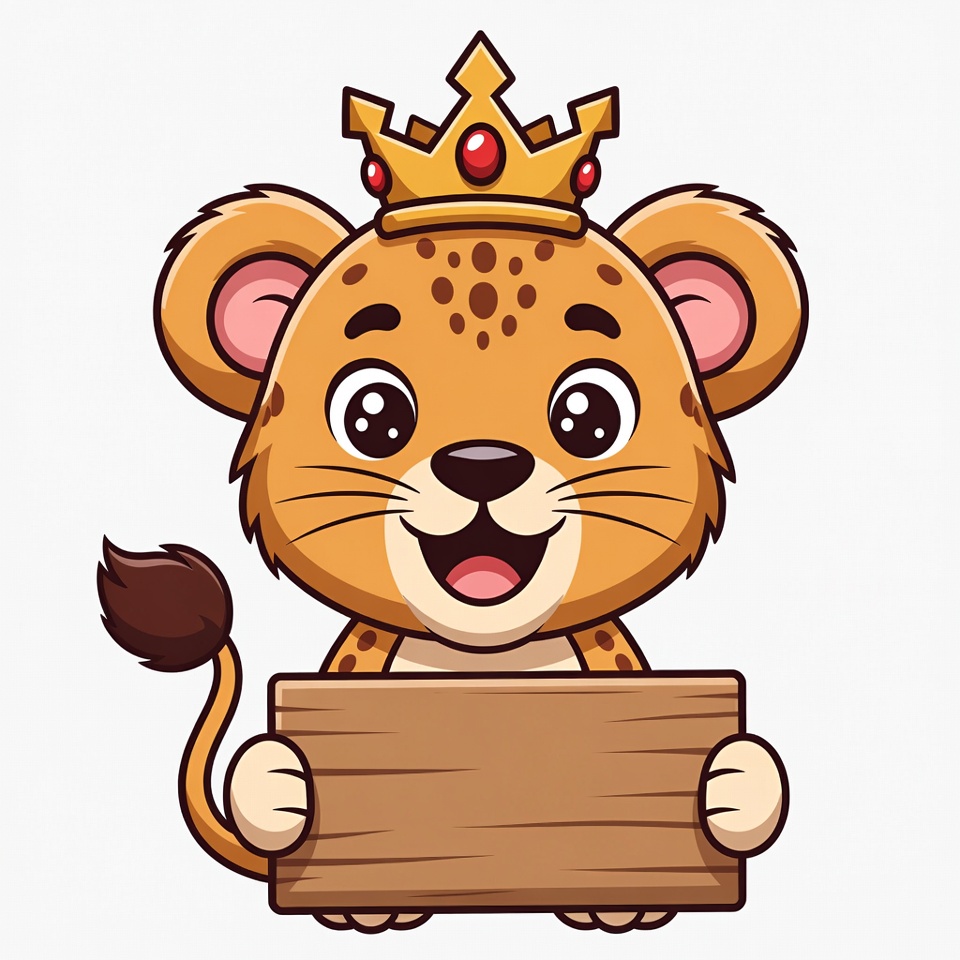 Cute cartoon lion with a crown Cute cartoon lion with a crown