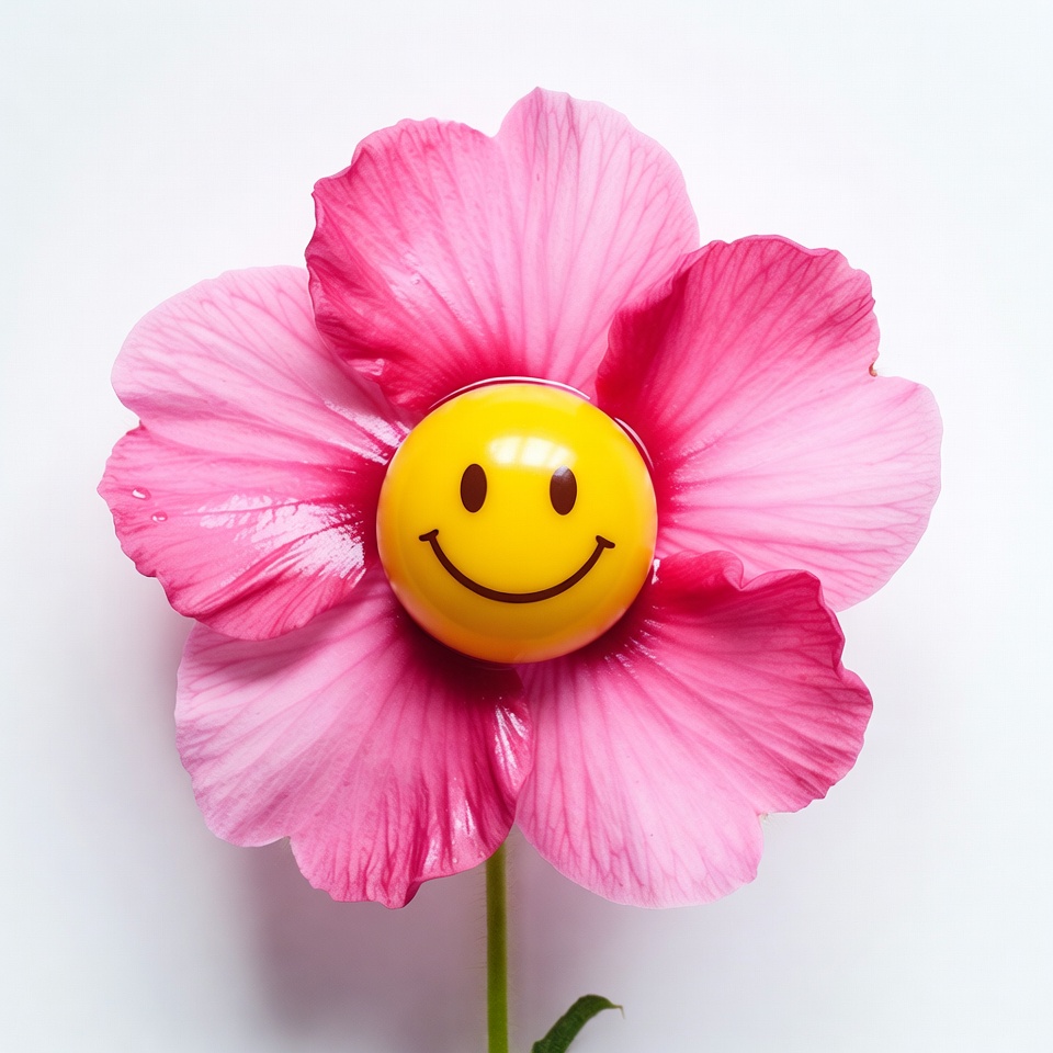 Flower with smiley face in center Flower with smiley face in center