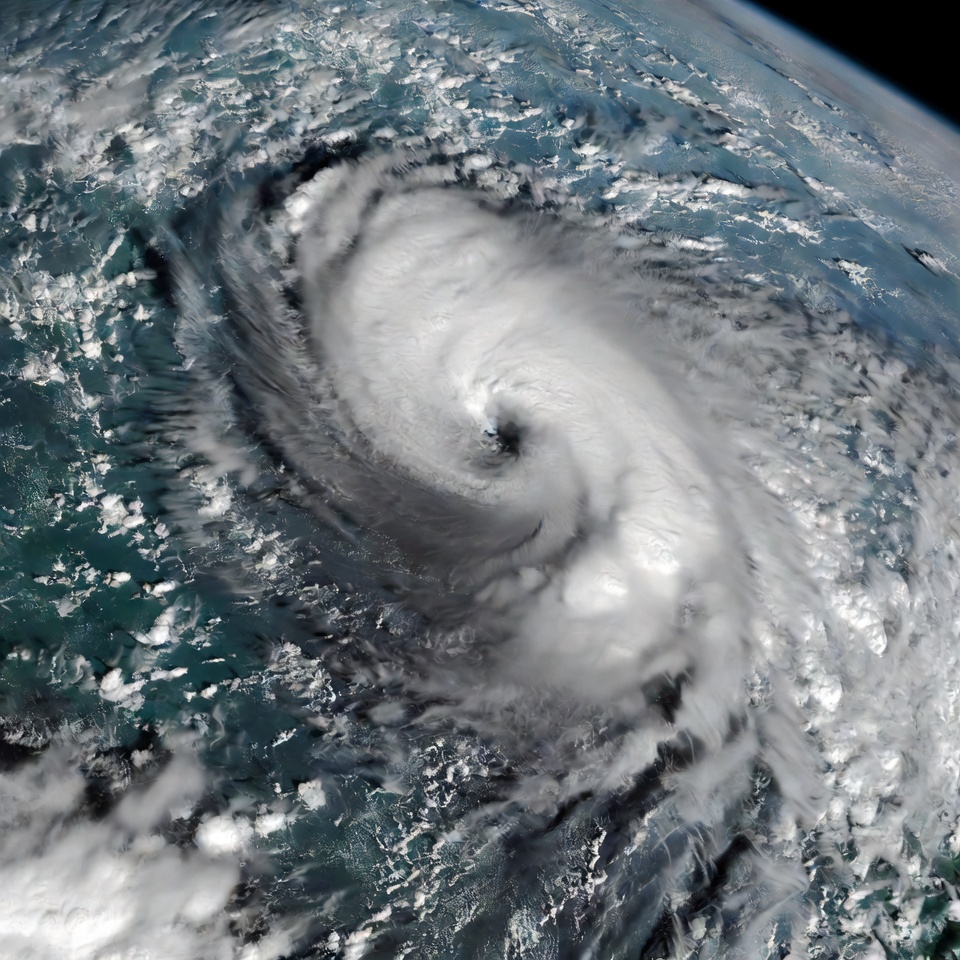 Hurricane forming over ocean surface Hurricane forming over ocean surface