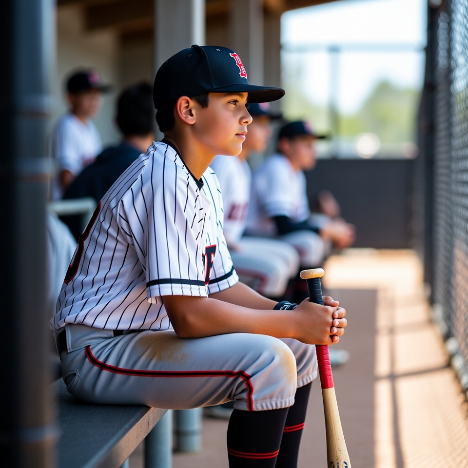 Young players wait for their turn in baseball Young players wait for their turn in baseball