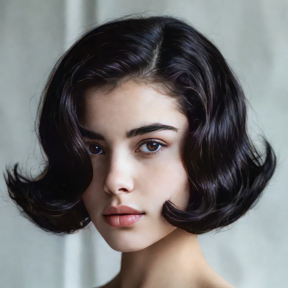 Young woman with black hair style Young woman with black hair style