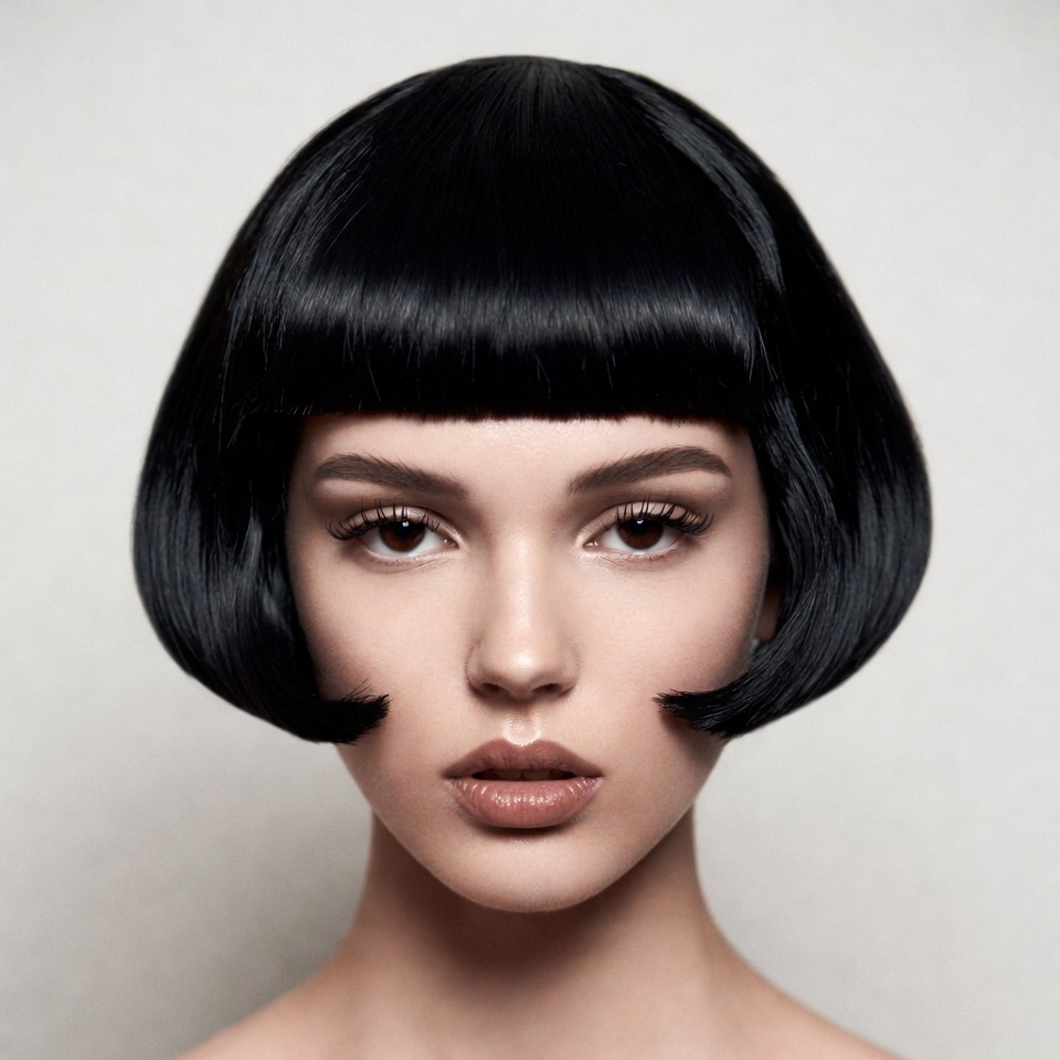 Black bob haircut with straight bangs Black bob haircut with straight bangs