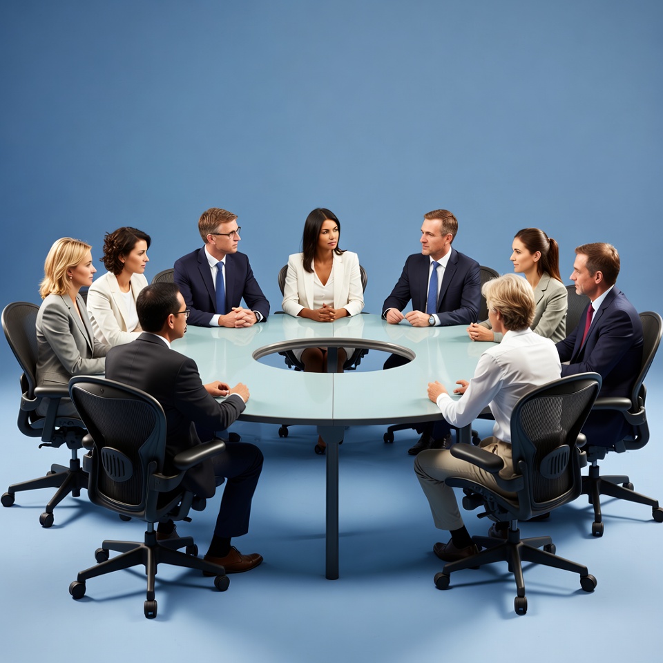 Business meeting with diverse team members Business meeting with diverse team members