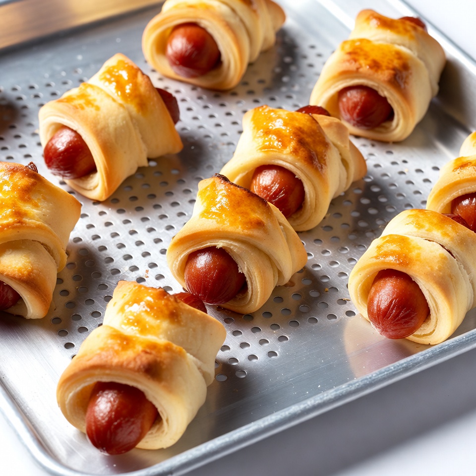 Savory baked snacks on metal tray Savory baked snacks on metal tray