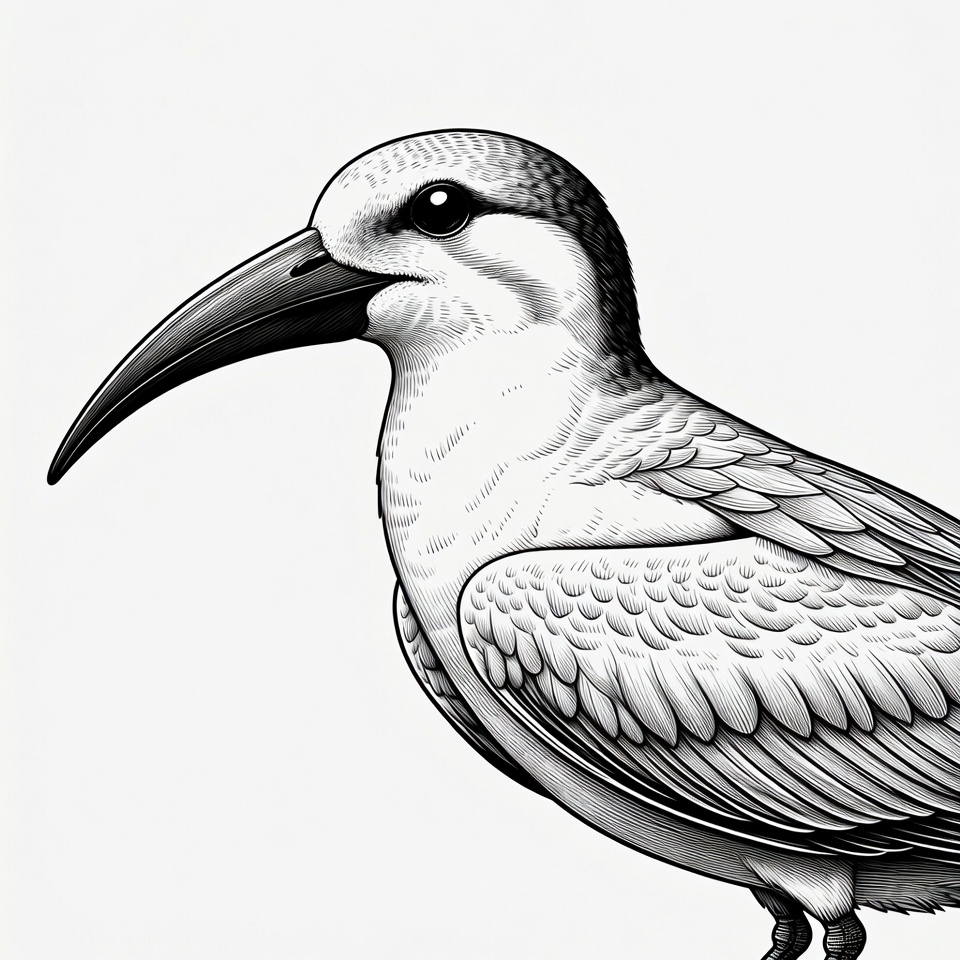 Bird with large beak in black and white Bird with large beak in black and white