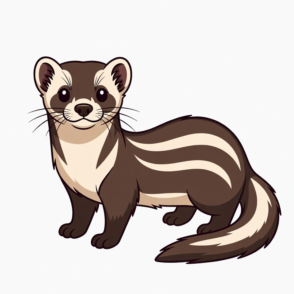 Cute cartoon ferret standing happily Cute cartoon ferret standing happily