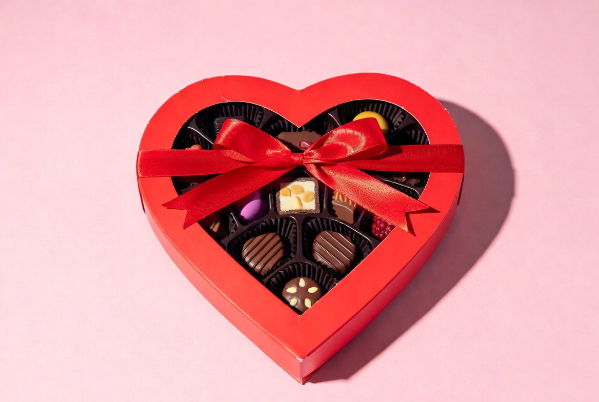 Heart-shaped box with assorted chocolates Heart-shaped box with assorted chocolates