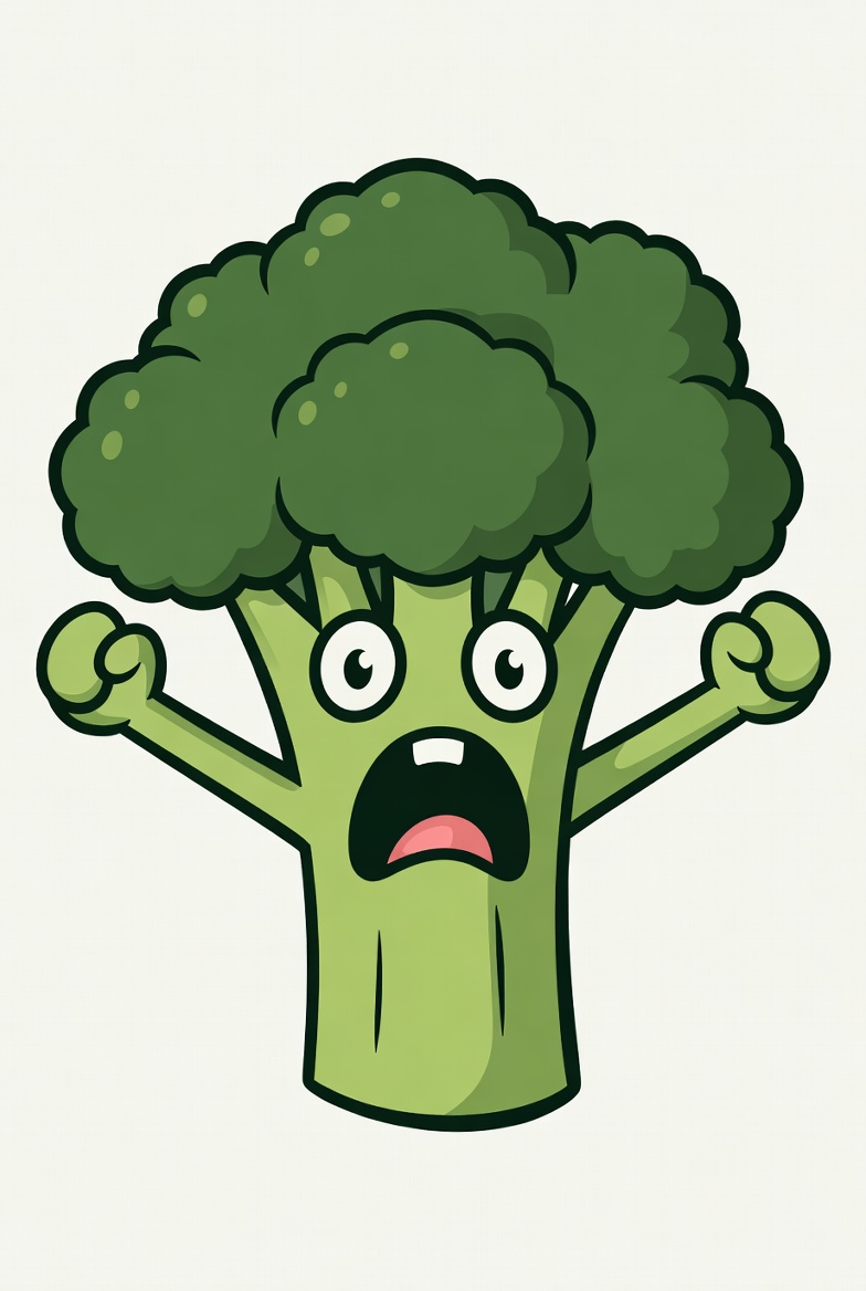 Broccoli with expressive face showing emotion Broccoli with expressive face showing emotion