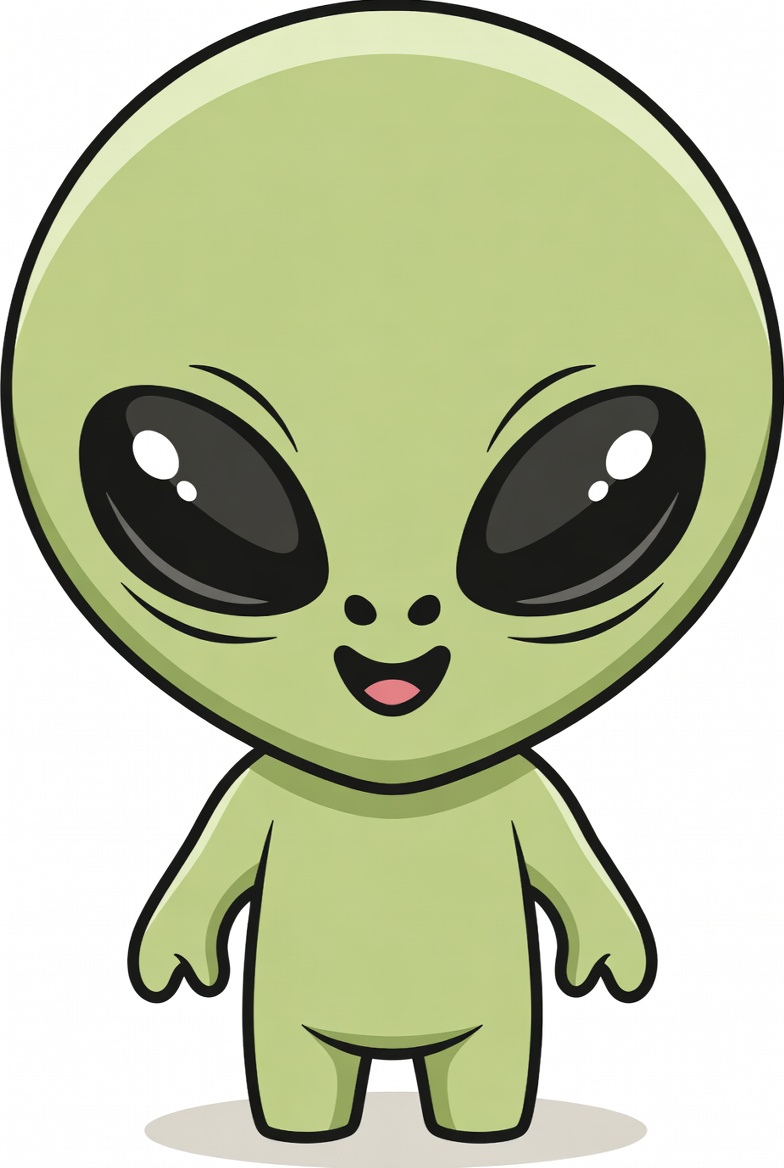 Friendly green alien cartoon character Friendly green alien cartoon character