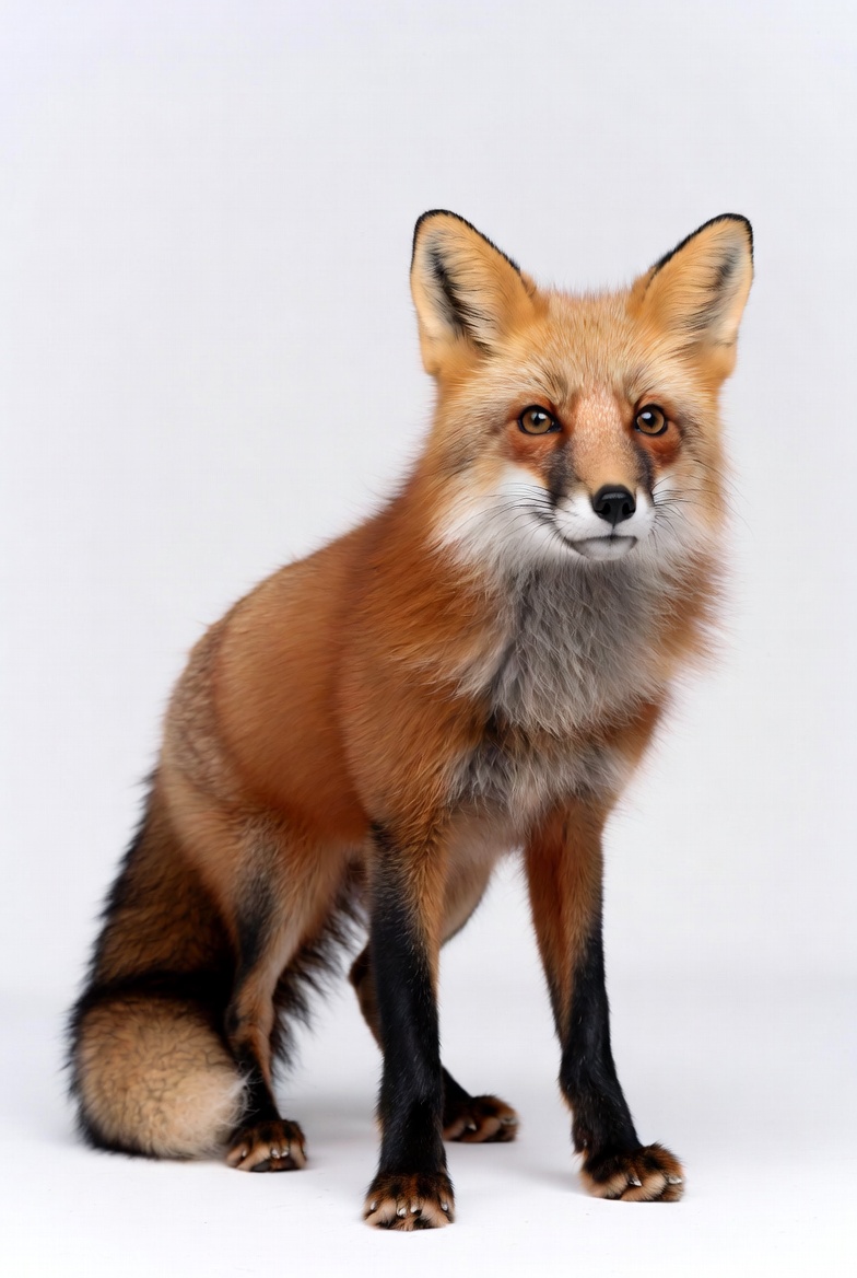 Fox sitting on a white background Fox sitting on a white background