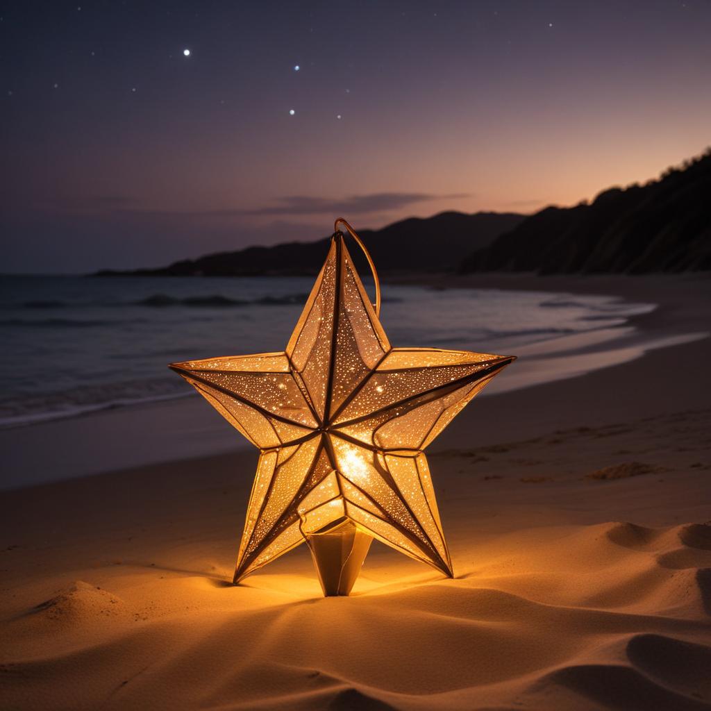 Star lantern on the beach at night Star lantern on the beach at night