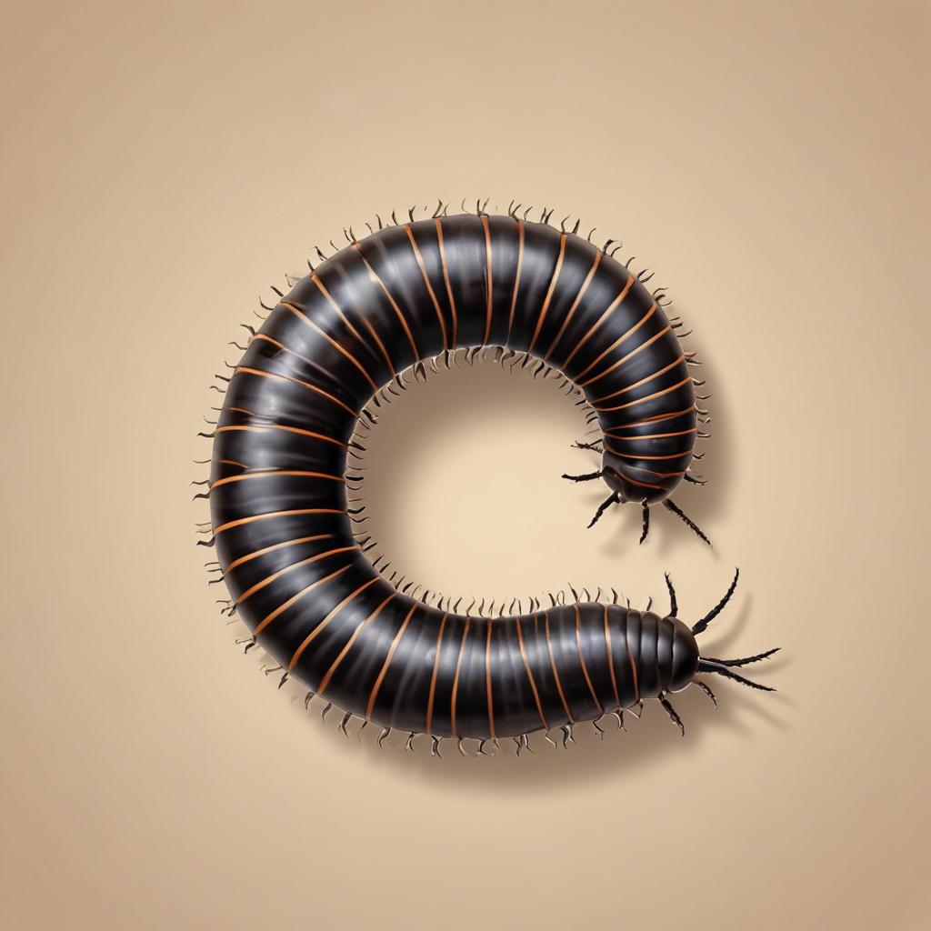 Black segmented insect on brown surface Black segmented insect on brown surface