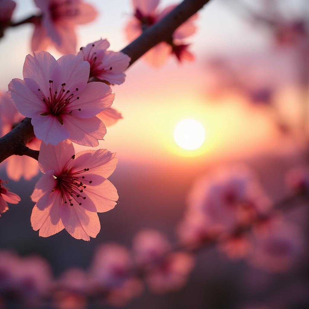 Cherry blossoms bloom at sunset Cherry blossoms bloom at sunset