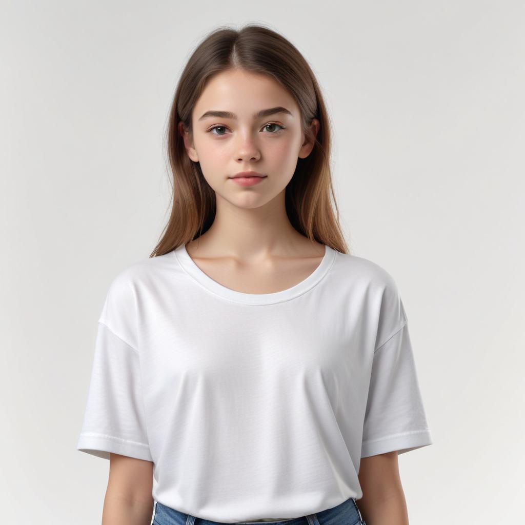 Young girl in simple outfit poses indoors Young girl in simple outfit poses indoors