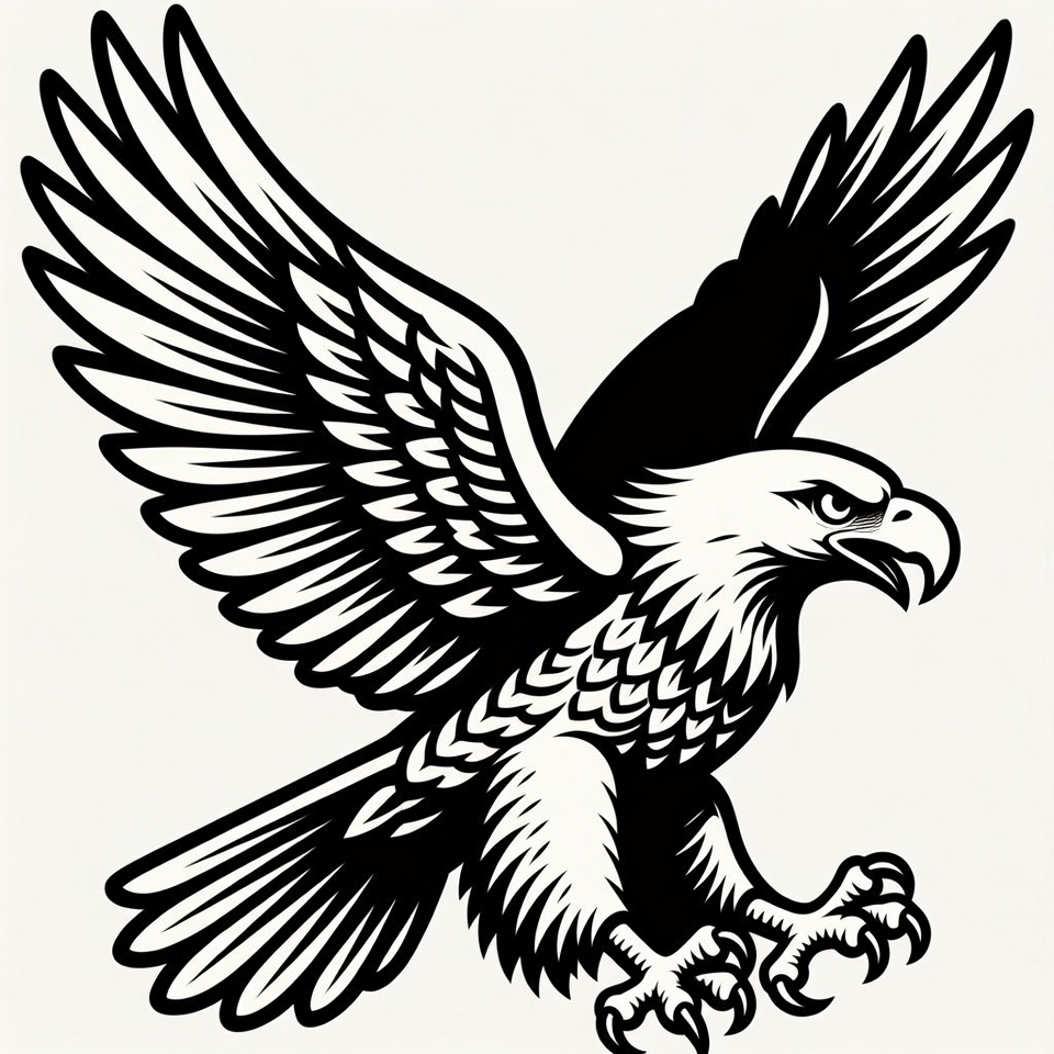 Eagle soaring in flight over landscape Eagle soaring in flight over landscape