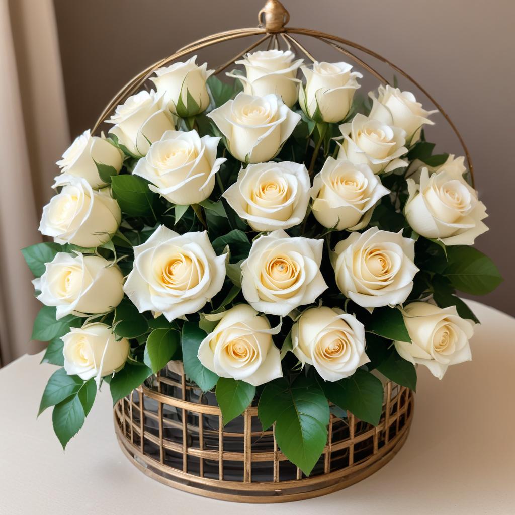 Arrangement of white roses indoors Arrangement of white roses indoors