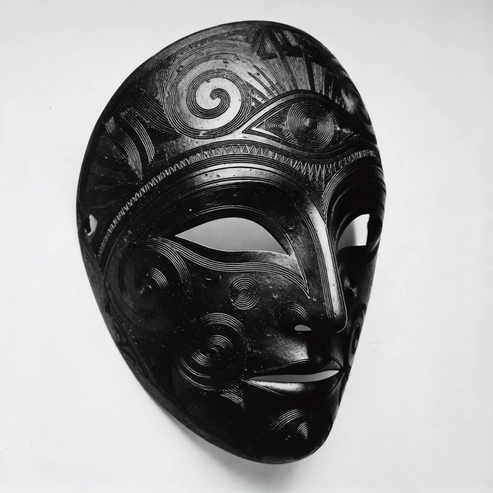 Black carved mask from a culture Black carved mask from a culture