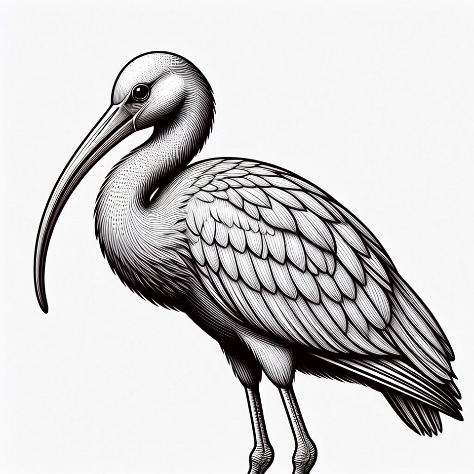 Bird with long beak standing still Bird with long beak standing still