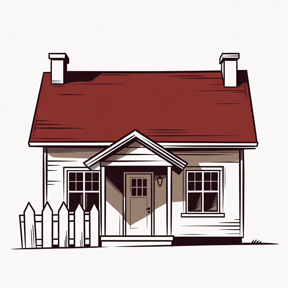 Simple house with red roof design Simple house with red roof design