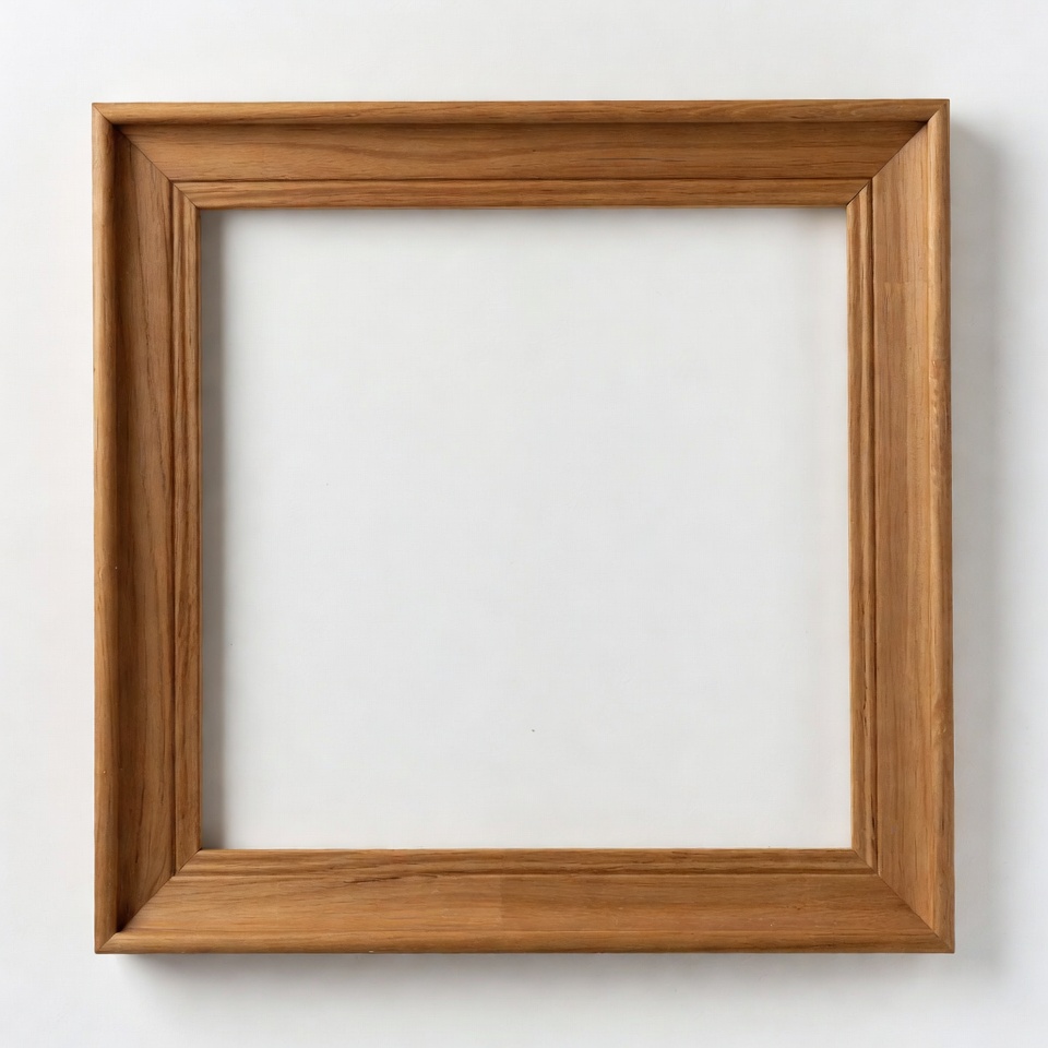 Simple wooden frame on white wall Simple wooden frame on white wall