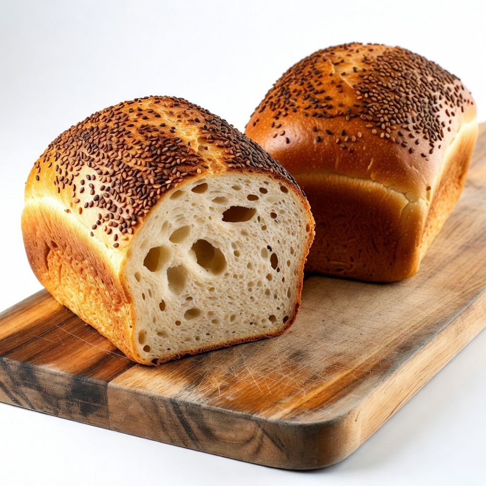Freshly baked bread loaf on wooden board Freshly baked bread loaf on wooden board