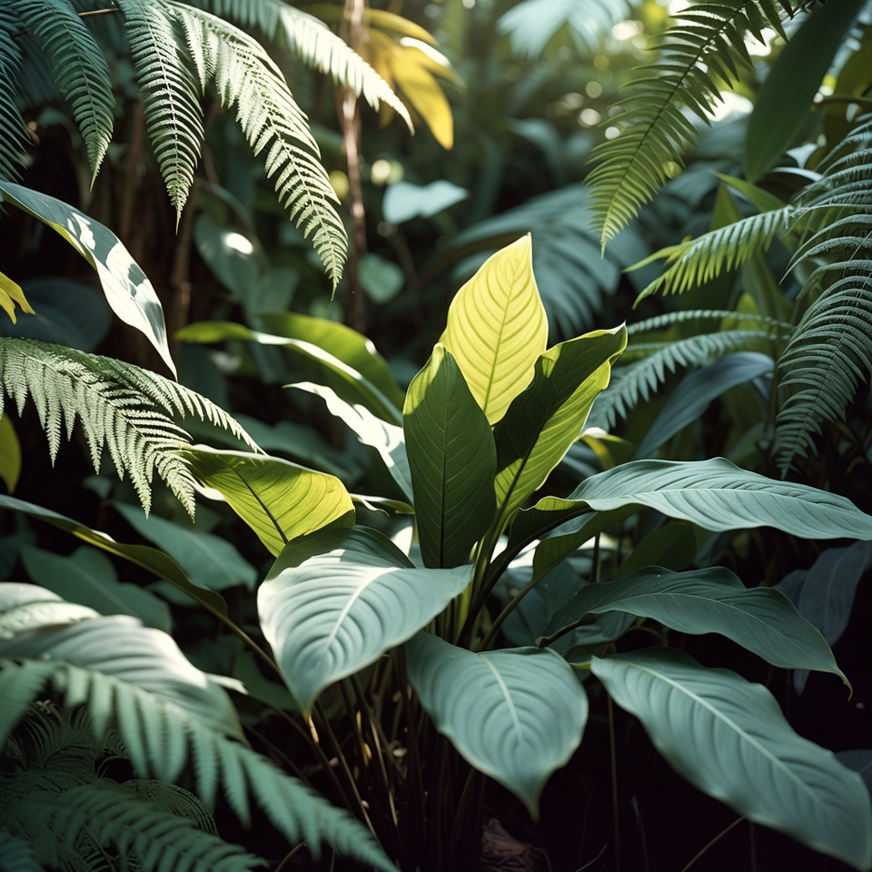 Lush green foliage in sunlight Lush green foliage in sunlight
