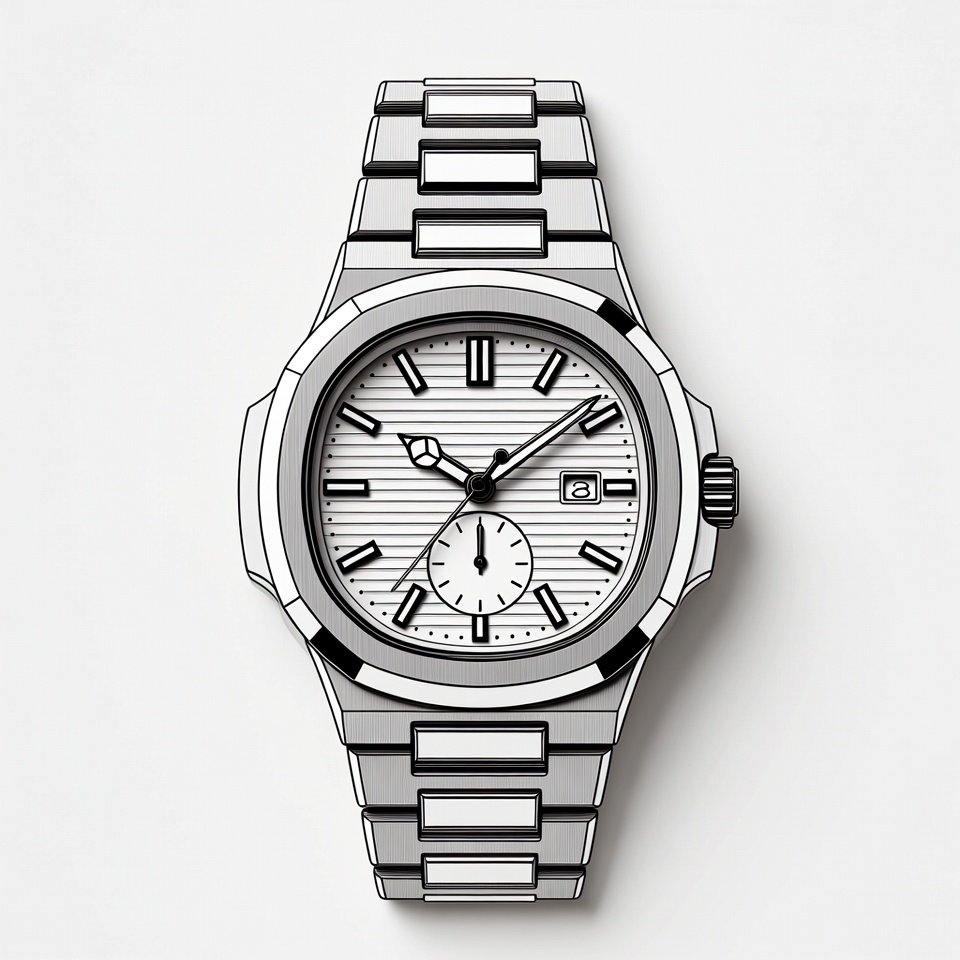 Highlights of a silver watch design Highlights of a silver watch design