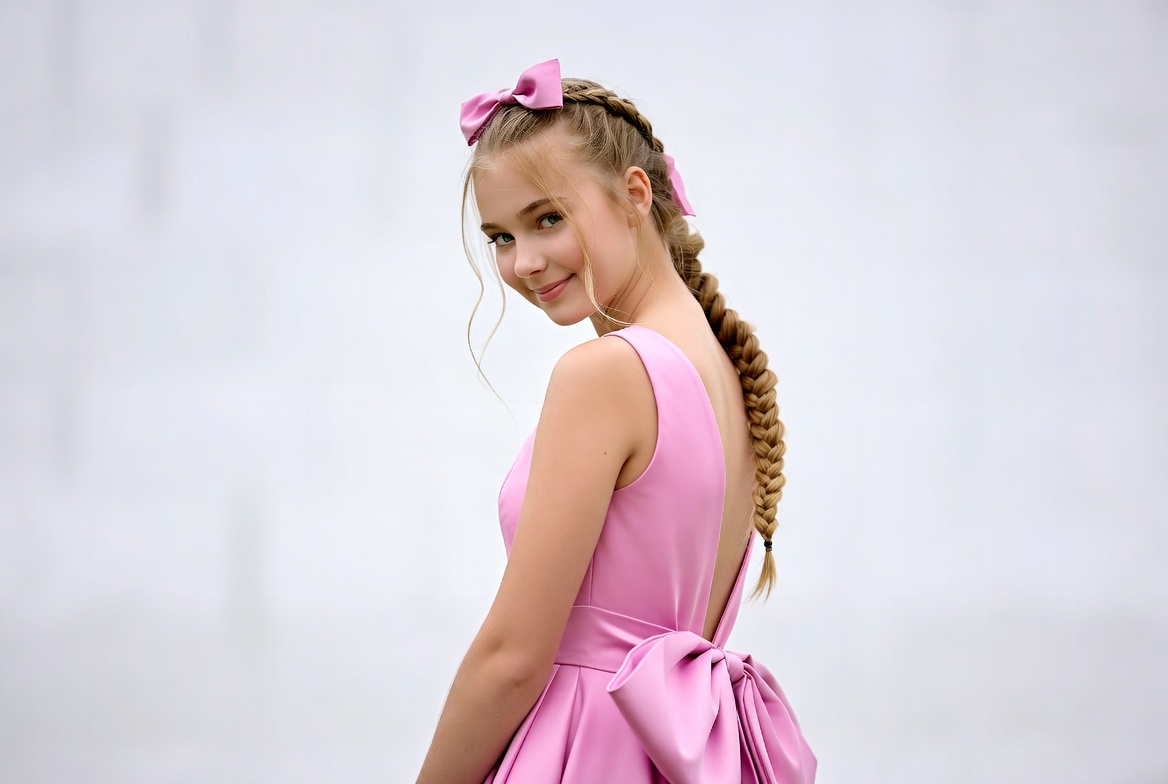 Girl in pink dress smiling Girl in pink dress smiling