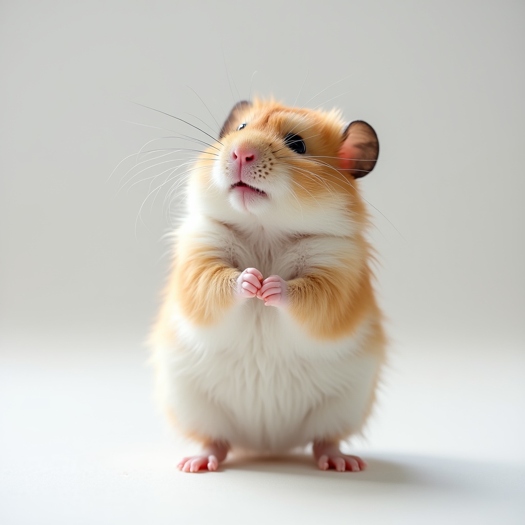 Happy hamster standing on its hind legs Happy hamster standing on its hind legs