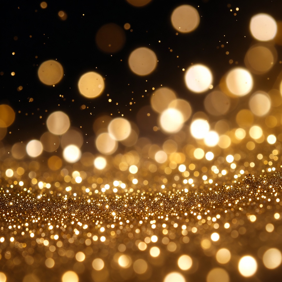 Golden bokeh lights sparkling in darkness Golden bokeh lights sparkling in darkness