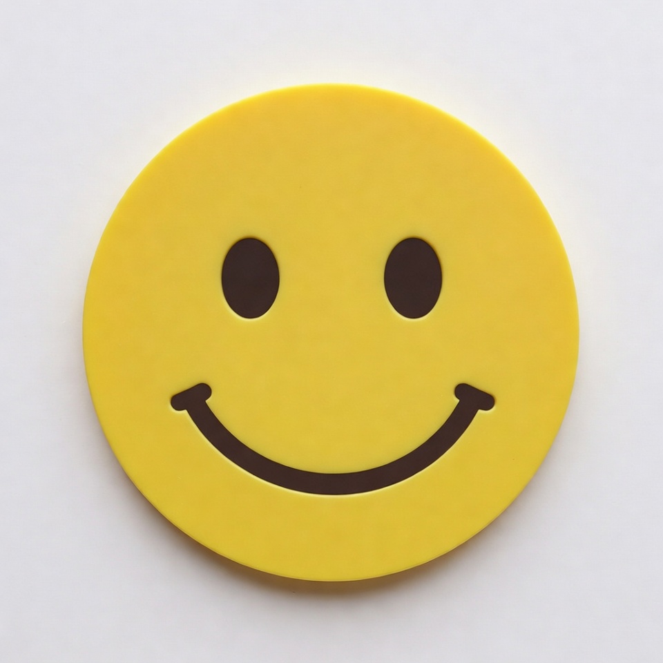 Yellow smiley face on white background Yellow smiley face on white background