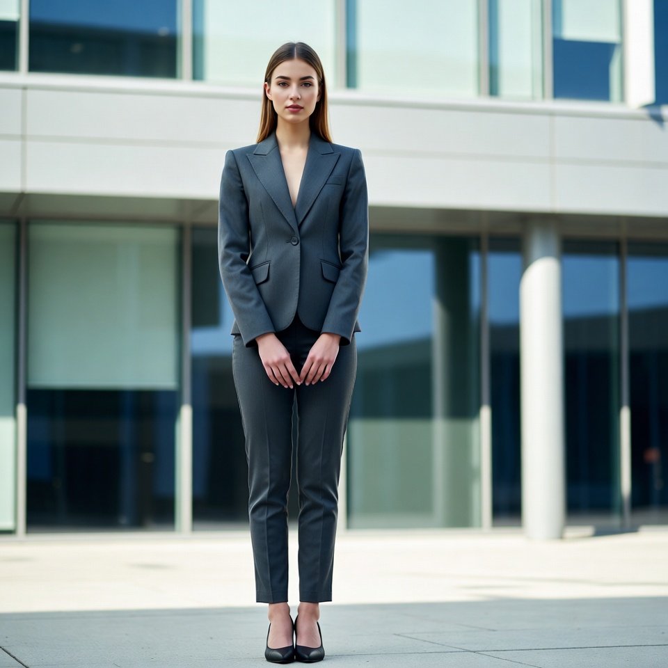 Businesswoman in front of office Businesswoman in front of office