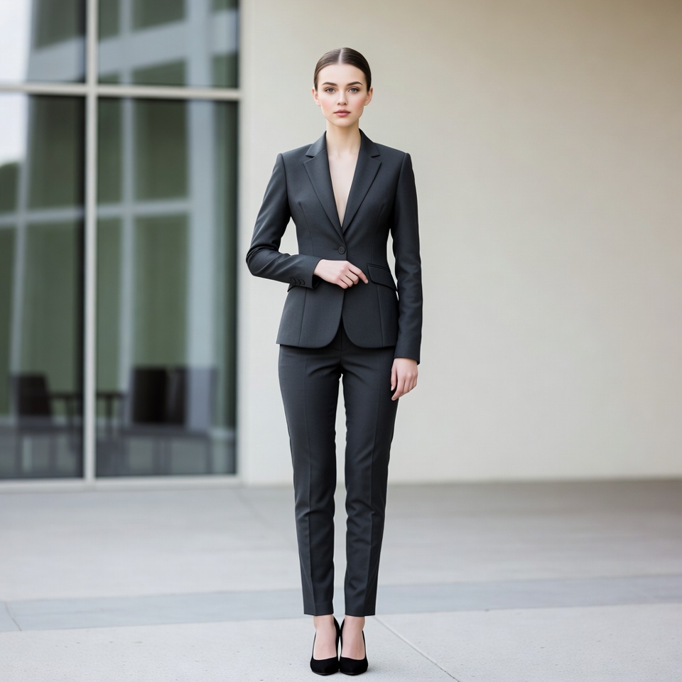 Business woman standing outside office Business woman standing outside office