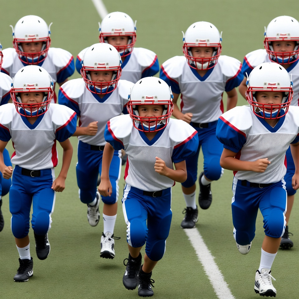 Kids practice football skills with enthusiasm Kids practice football skills with enthusiasm